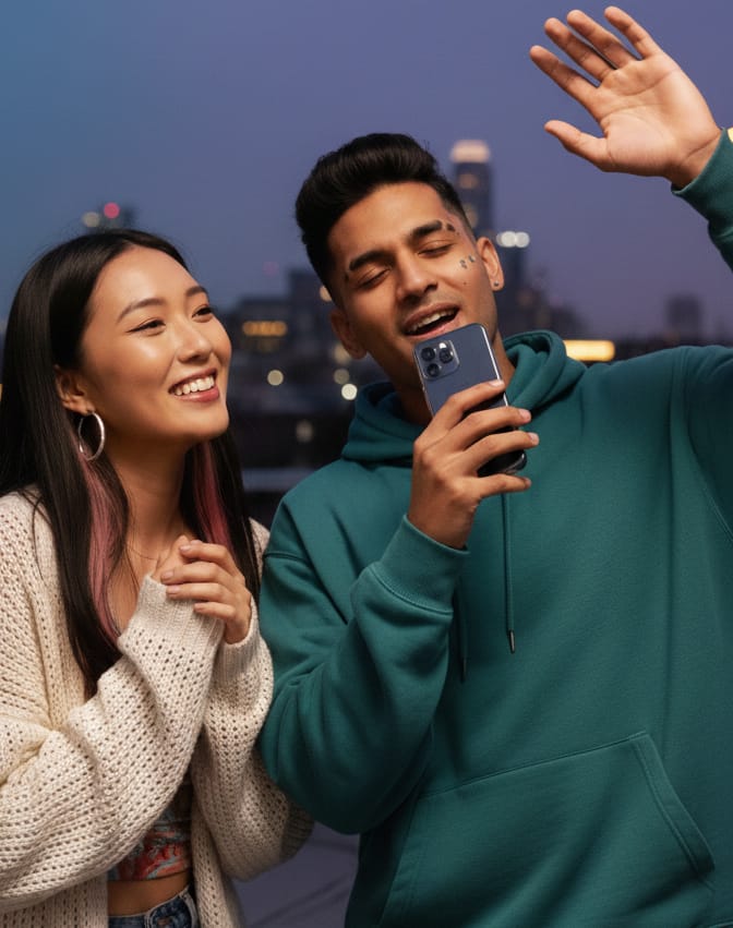 Hero image showing people enjoying music